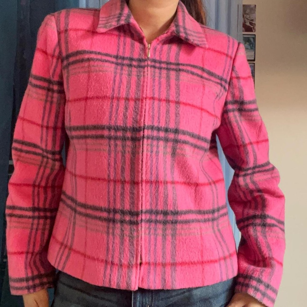 LEGALLY BLONDE Pink Plaid Wool-Blend Jacket - Picture 2 of 7